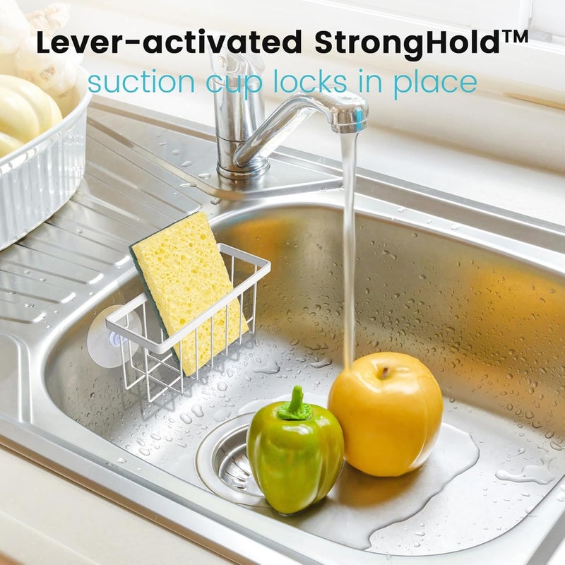 HLOOL Kitchen Sponge Holder,Sponge Holder for Kitchen Sink Suction, Sink Caddy (White) - Image 3